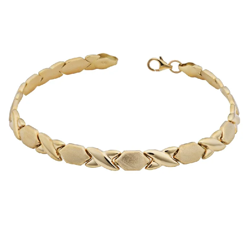 nautical rope bracelet -Fremada 14k Yellow Gold Satin and Polish 'XO' Hugs and Kisses Bracelet