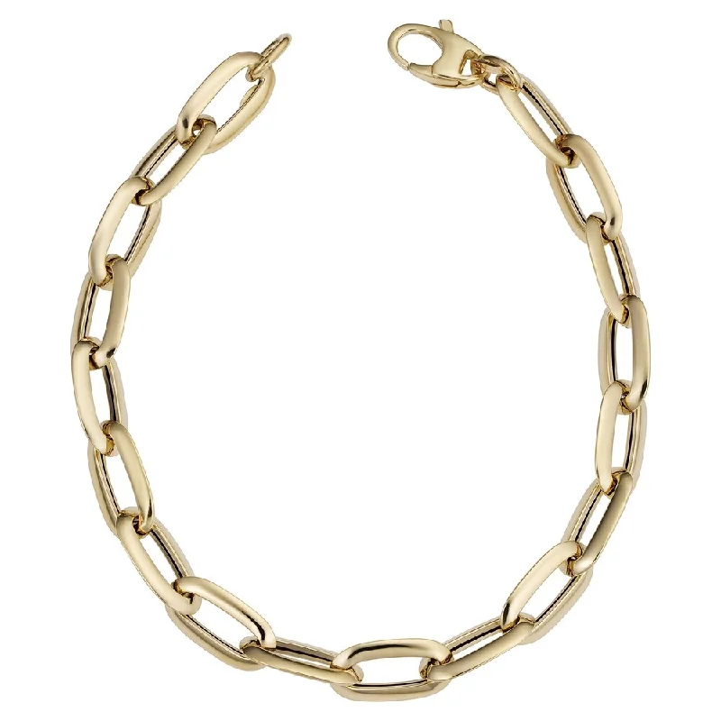 large statement bracelet -Fremada Italian 14k Yellow Gold Polished Oval Link Bracelet (7mm, 8 inch)