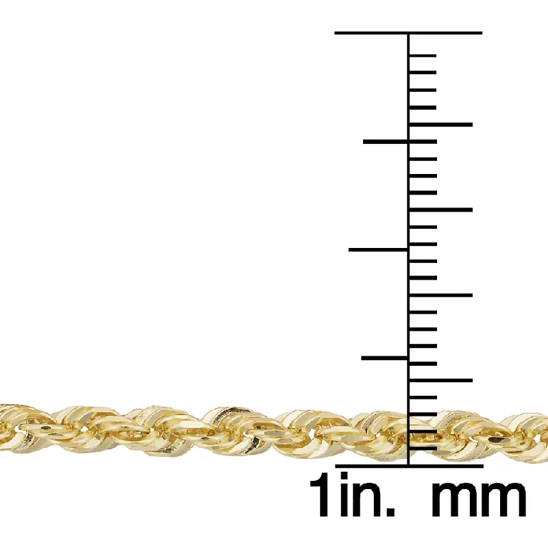 gemstone beaded bracelet -Fremada Unisex 10k Yellow Gold 3.8-mm Semi Solid Rope Chain Bracelet (7.5 or 8.5 inches)