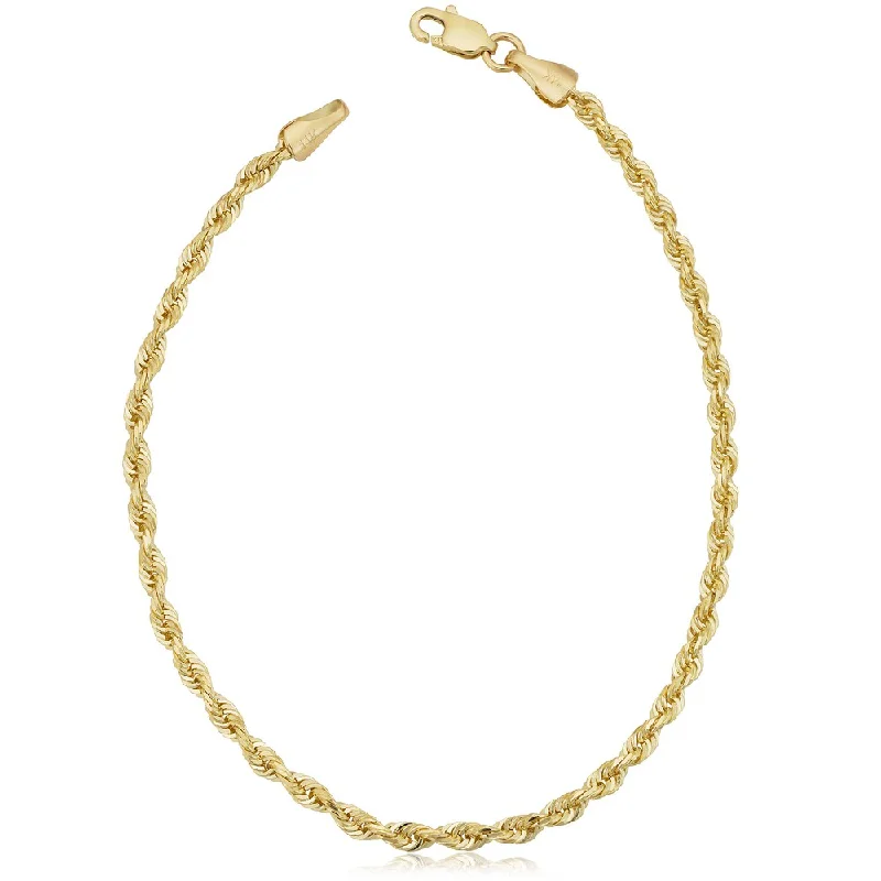 minimalist cuff bracelet -Fremada Unisex 14k Yellow Gold 2.5-mm Solid Rope Chain 7.5 or 8.5-inch Bracelet