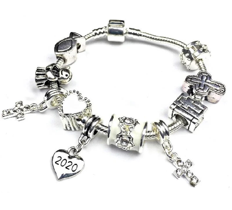 dainty gold bangle -Girls First Holy Communion Silver Plated Charm Bracelet 2024