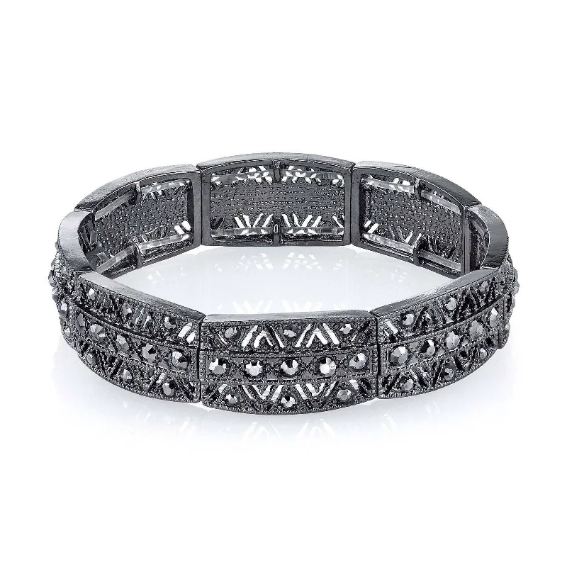 men’s magnetic bracelet -2028 Jewelry Rectangular Multi Crystal Stretch Bracelet