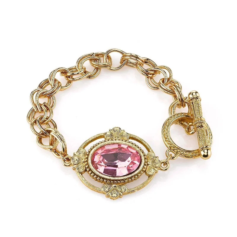 nature-inspired bracelet -1928 Jewelry Oval Austrian Crystal Toggle Bracelet