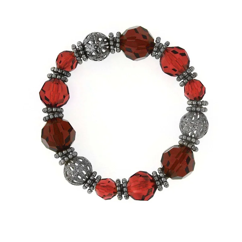 diamond accented bracelet -1928 Jewelry Red Bead Stretch Bracelet