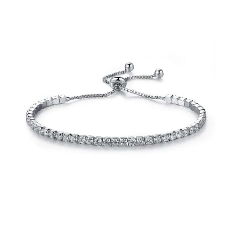 engraved silver bracelet -Cubic Zirconia Tennis Bracelet for Women