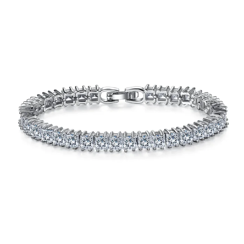 simple minimalist bracelet -Princess Cut Cubic Zirconia Tennis Bracelet