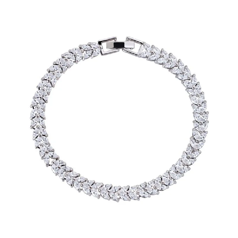 men’s stainless steel bracelet -Marquise and Pear Cut Cubic Zirconia Tennis Bracelet for Women with White Diamond Cubic Zirconia