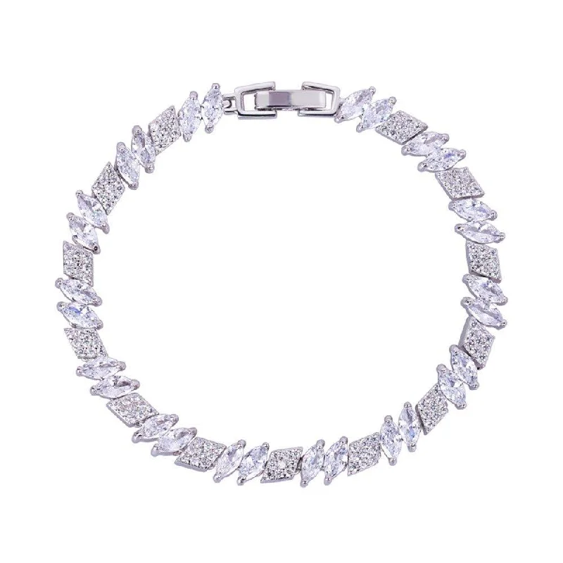 custom initial bracelet -Marquise and Rhomboid Cubic Zirconia Tennis Bracelet for Women with White Diamond Cubic Zirconia