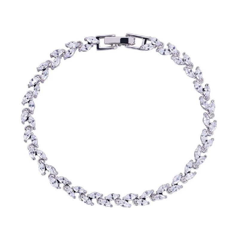 boho style bracelet with tassels -Marquise Cut Cubic Zirconia Tennis Bracelet for Women with White Diamond Cubic Zirconia