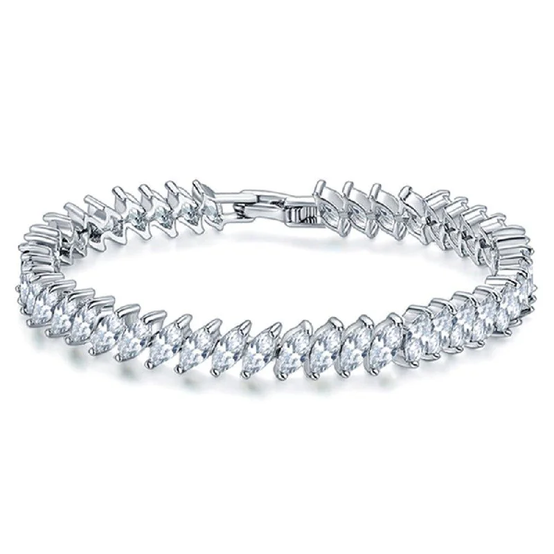 heart-shaped charm bracelet -Marquise Cubic Zirconia Tennis Bracelet for Women with AAA+ Cubic Zirconia