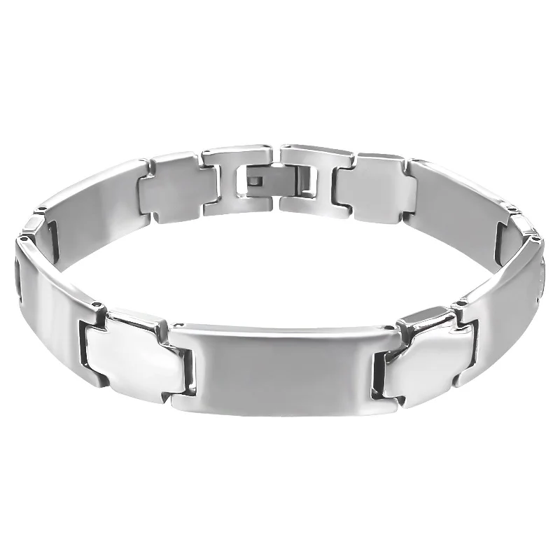 pearl bracelet for brides -Men's 'Austin' High Polish Stainless Steel Biker Bracelet