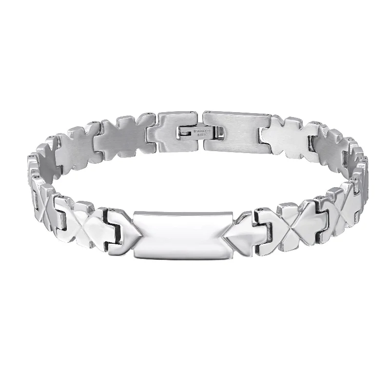 star and moon charm bracelet -Men's 'Houston' High Polish Stainless Steel Hancuff Bracelet