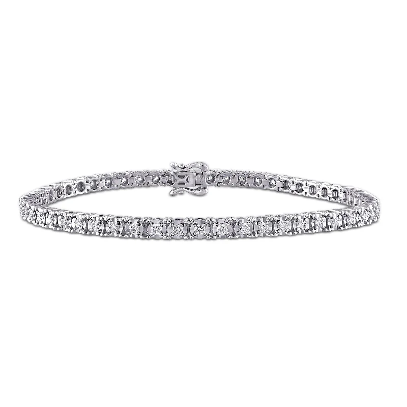 moon and star bracelet -Miadora 14k White Gold 1 1/4ct TDW Diamond Tennis Bracelet