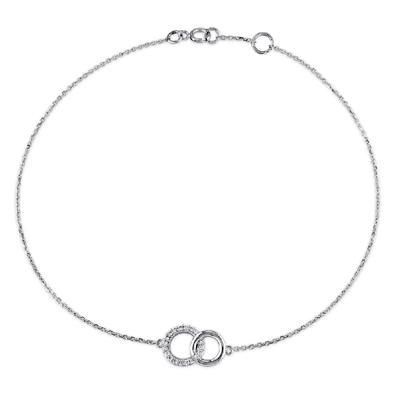 zodiac sign bracelet -Miadora 14k White Gold 1/10ct TDW Diamond Interlocking Circles Charm Bracelet