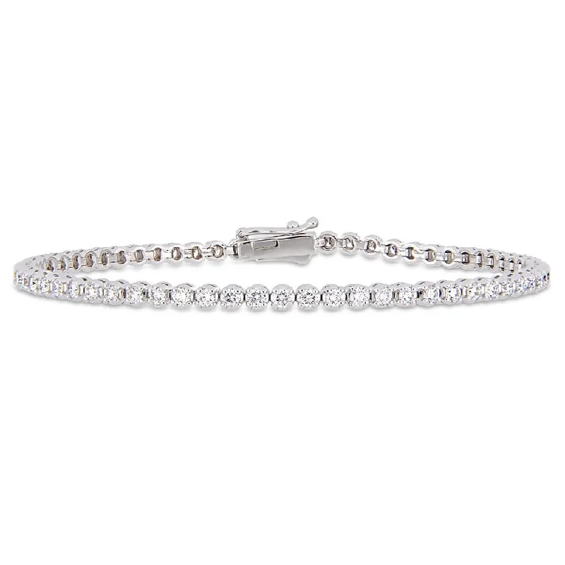 vintage style cuff bracelet -Miadora 14k White Gold 2-1/4ct TDW Diamond Circle Link Tennis Bracelet