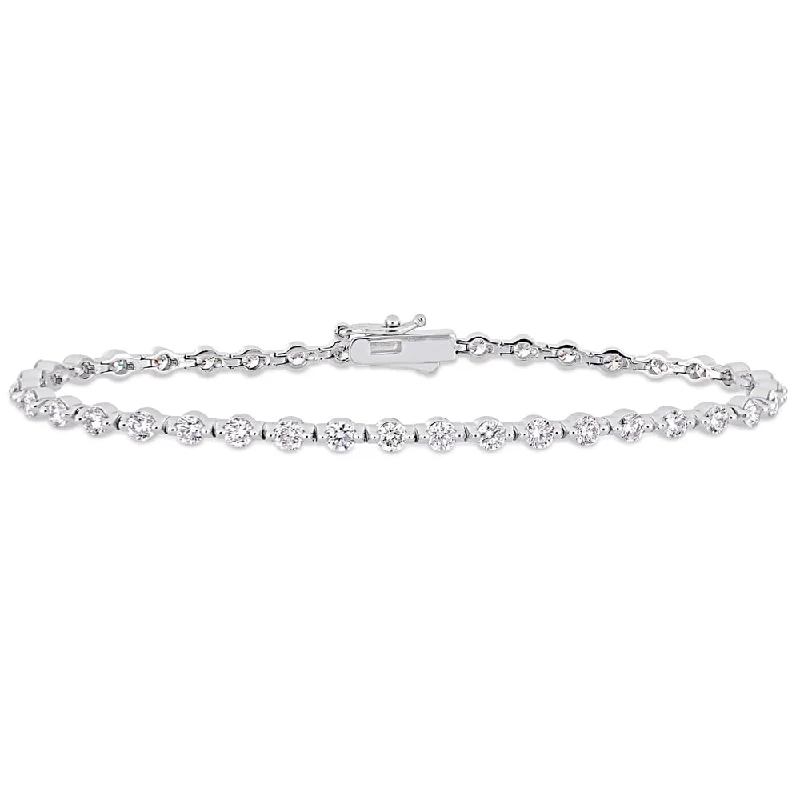 diamond tennis bracelet -Miadora 14k White Gold 3-1/6ct TDW Diamond Link Tennis Bracelet