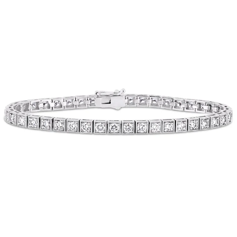 luxury diamond bracelet -Miadora 14k White Gold 4-1/2ct TDW Diamond Tennis Bracelet