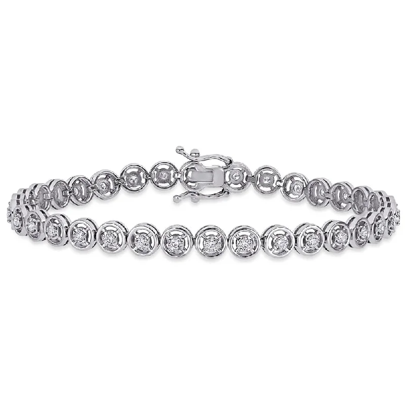 colorful crystal bracelet -Miadora 14k White Gold 5/8ct TDW Diamond Tennis Bracelet