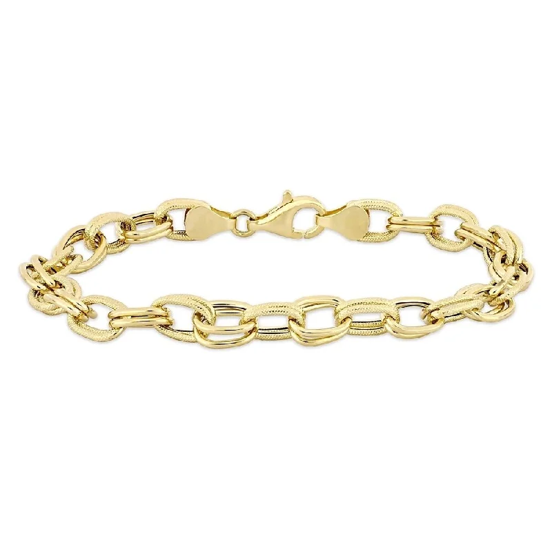 diamond accented bracelet -Miadora 14k Yellow Gold Double Oval Link Bracelet