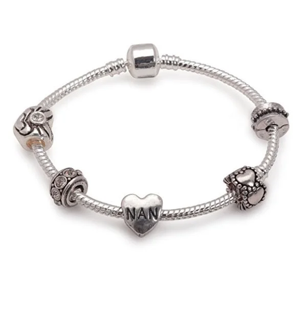 custom charm bracelet -Nan 'Silver Romance' Silver Plated Charm Bead Bracelet