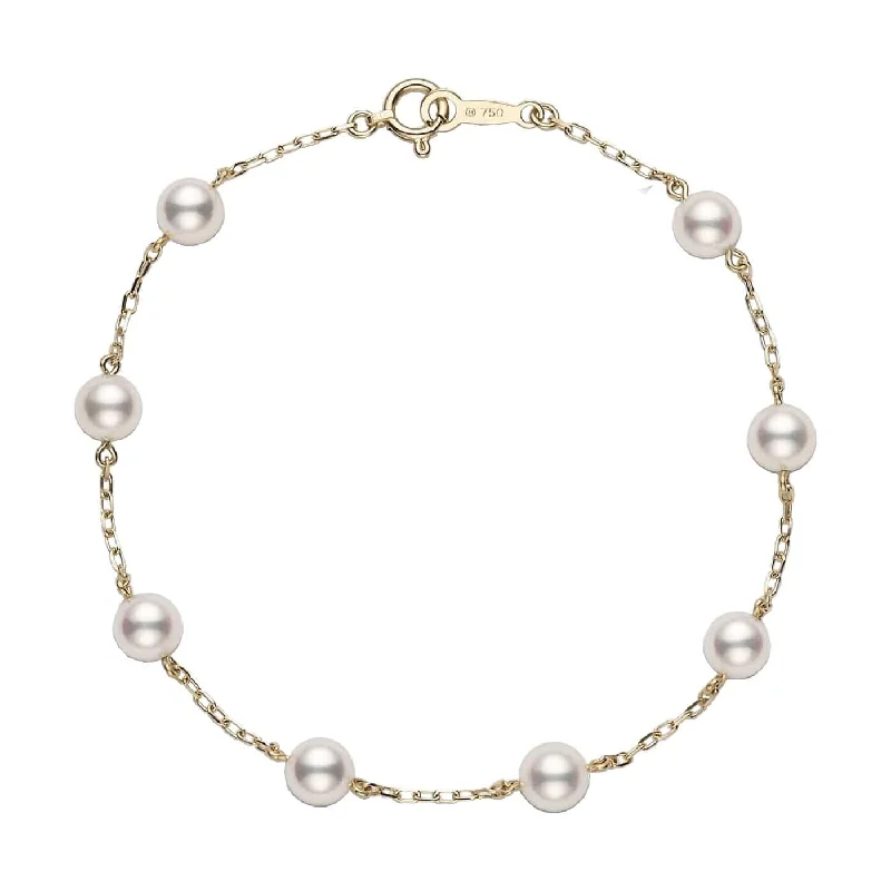 elegant tennis bracelet -Akoya Cultured Pearl Station Everyday Essentials Bracelet (6-5.5mm A+)