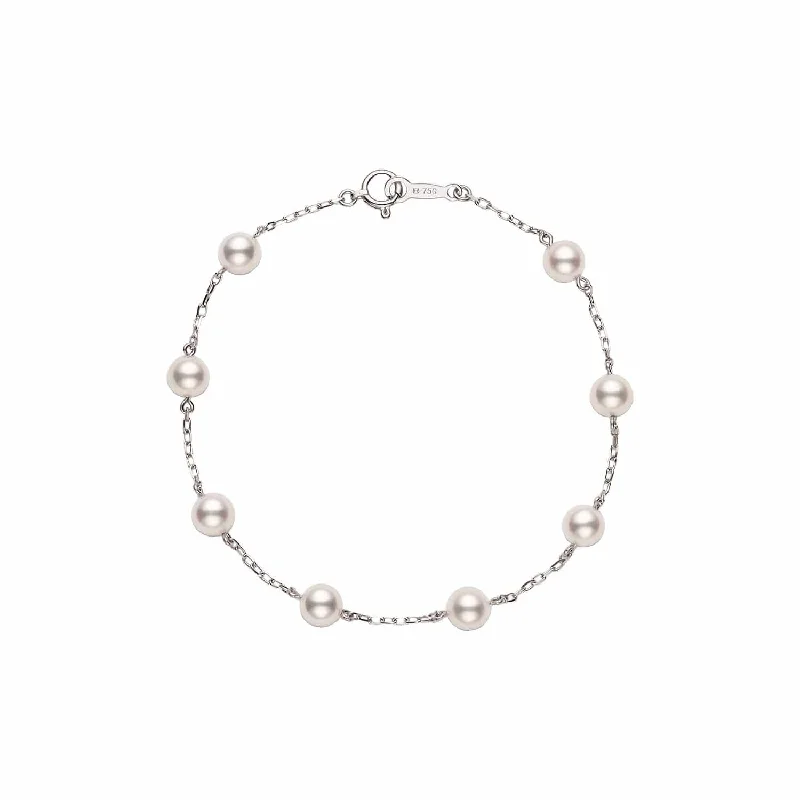 adjustable wire bracelet -Akoya Cultured Pearl Station Everyday Essentials Bracelet (6.5-6mm A+)