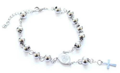 luxury silver bracelet -Silver Coloured Catholic Rosary/Prayer Bead Bracelet