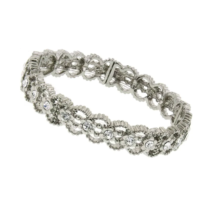 luxury diamond bracelet -1928 Jewelry Crystal Clear Glam Stretch Bracelet