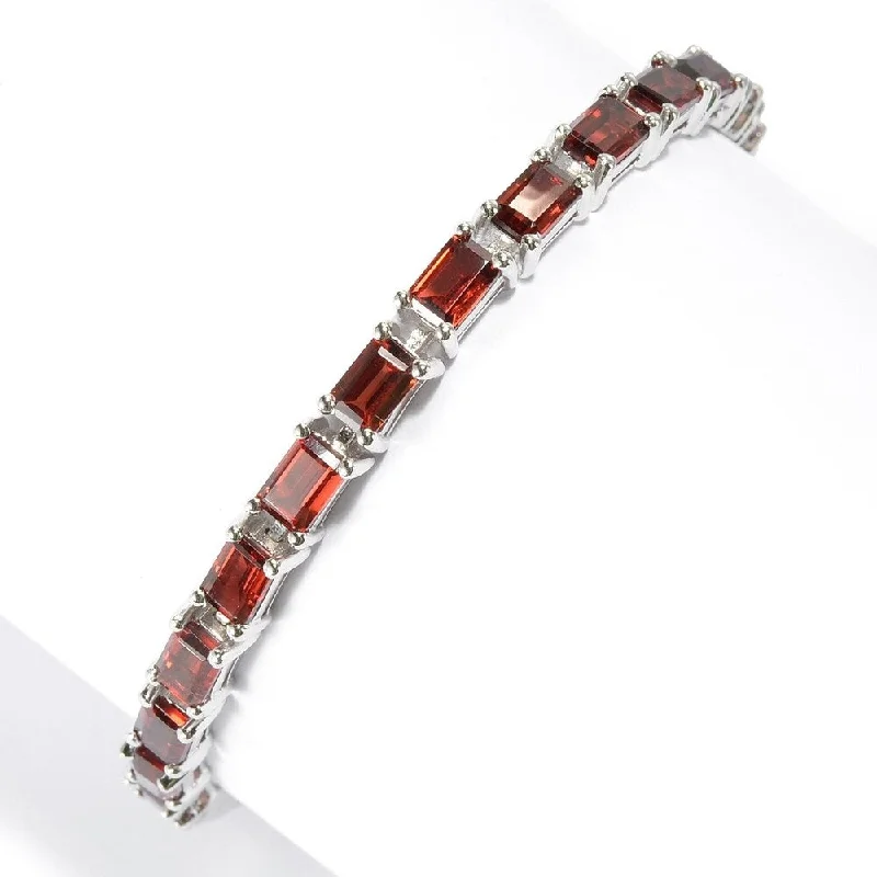 large statement bracelet -Sterling Silver Baguette Garnet Line Bracelet