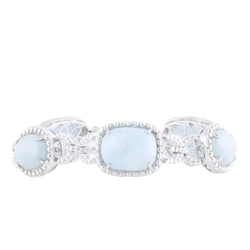 nature-inspired bracelet -Sterling Silver Milky Aquamarine 7.5-inch Link Bracelet