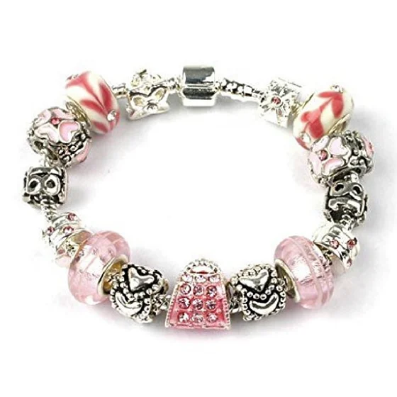 rose gold link bracelet -Teenager's 'Diva Fever' Age 13/16/18 Silver Plated Charm Bead Bracelet