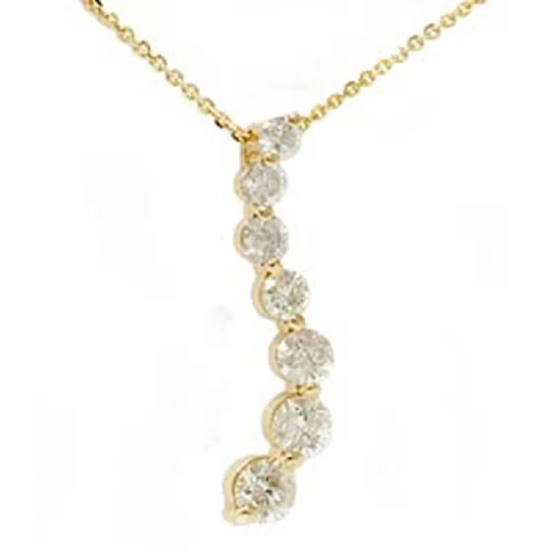 handmade crochet necklace -1 1/2ct Real Diamond Journey Pendant Yellow Gold New