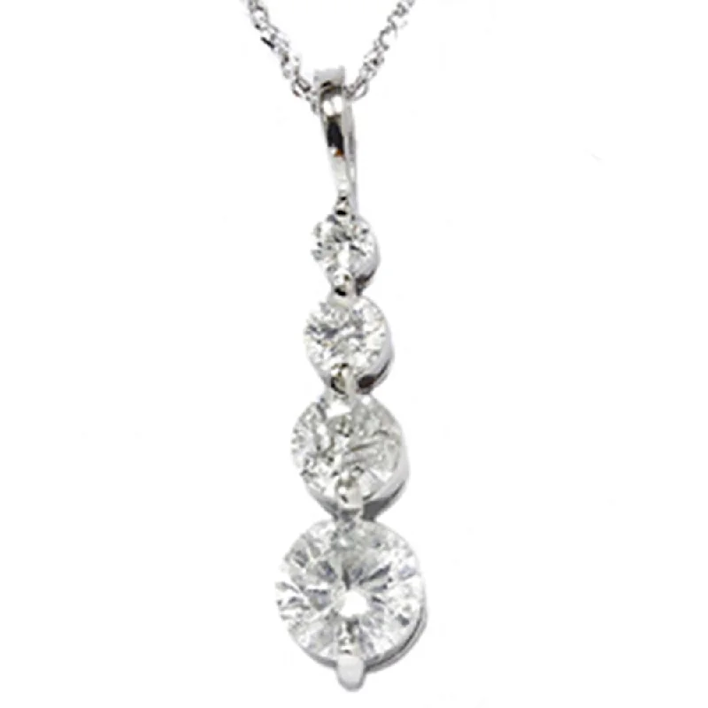 gemstone pendant necklace for women -1 1/2ct White Gold Real Diamond Journey Pendant New