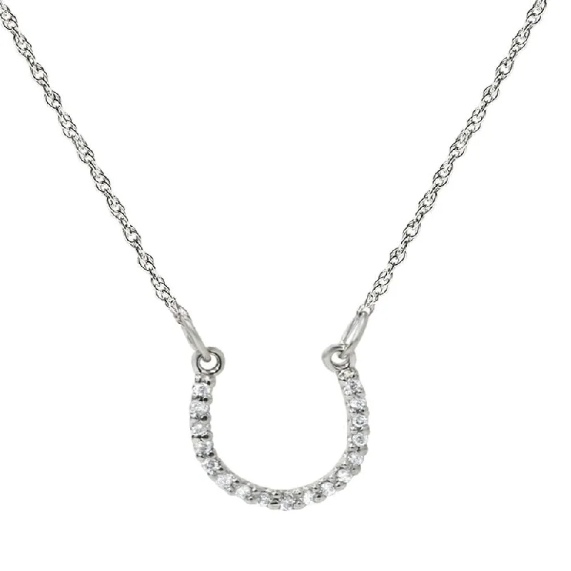 boho style pendant necklace -1/10ct Petite White Gold Diamond Horseshoe Pendant