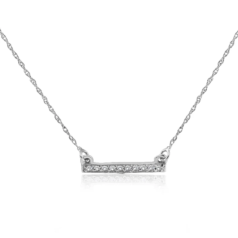 butterfly necklace with diamonds -1/16ct Diamond Bar Pendant Necklace White Gold