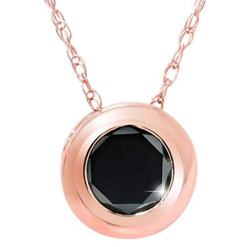 custom engraved necklace -1/2ct Black Diamond Rose Gold Solitaire Pendant