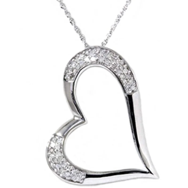 celestial star necklace for women -1/2ct Pave Real Diamond Heart Shape White Gold Pendant