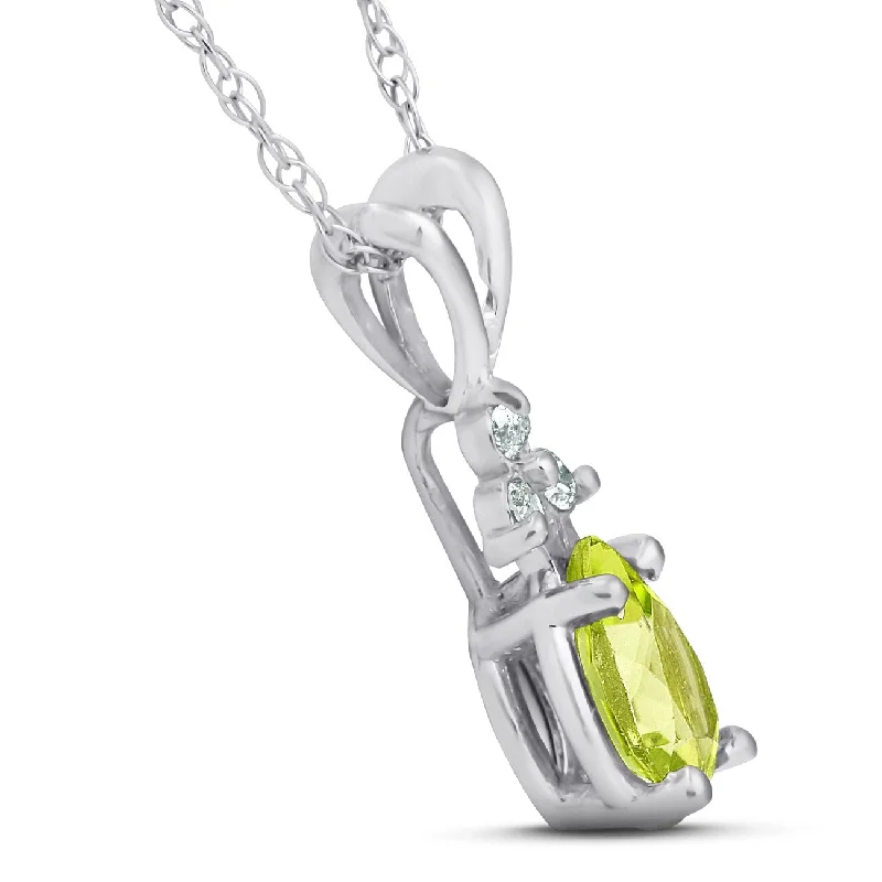 custom photo pendant necklace -1/2ct Pear Peridot & Diamond Solitaire Pendant White Gold With 18" Chain