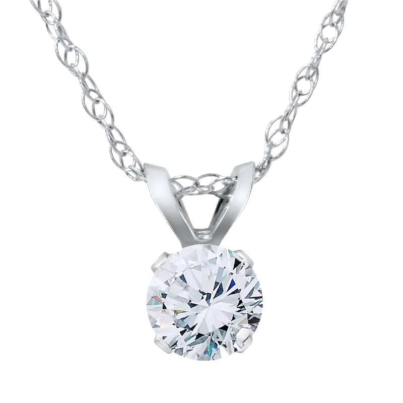 anchor pendant necklace -1/2ct Solitaire Round Diamond Pendant White Gold