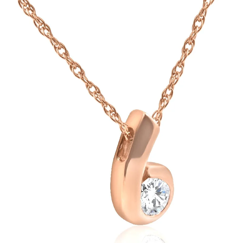 unique gemstone crystal necklace -1/4ct Diamond Pendant Rose Gold