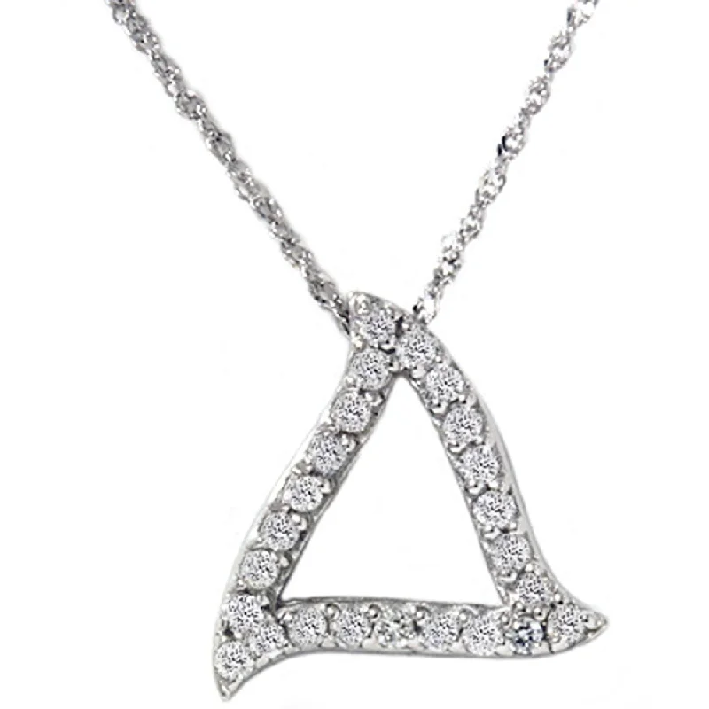 long gold necklace with pendant -1/4ct Fancy Pave Diamond Curvy White Gold Pendant