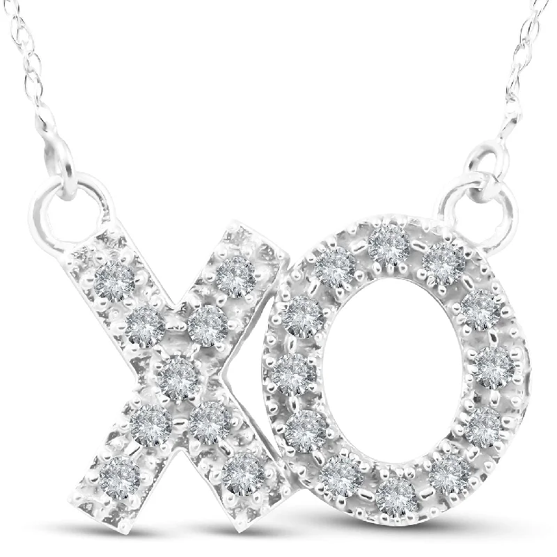 three stone pendant necklace -1/4ct XO Diamond Pendant White Gold