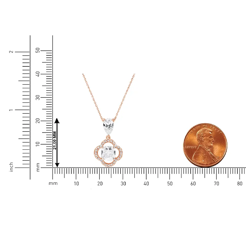 three stone pendant necklace -1 5/8ct TDW Lab-grown Diamonds Clover Pendant Necklace in 14k Gold