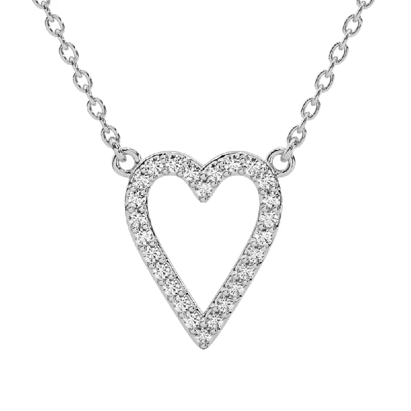 diamond tennis necklace -1/5Ct Diamond Heart Pendant Gold 18" Necklace Lab Grown 1/2"