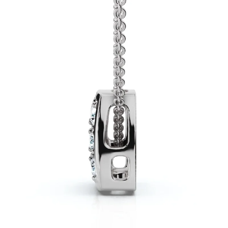 layered necklace for women -1/5ct Pave Diamond Cluster Pendant White Gold