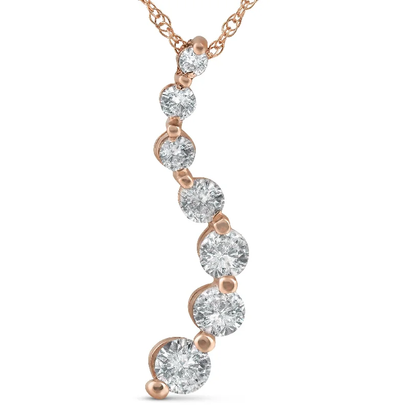 birthstone and pearl necklace -1 ct TDW Diamond Journey Pendant Rose Gold