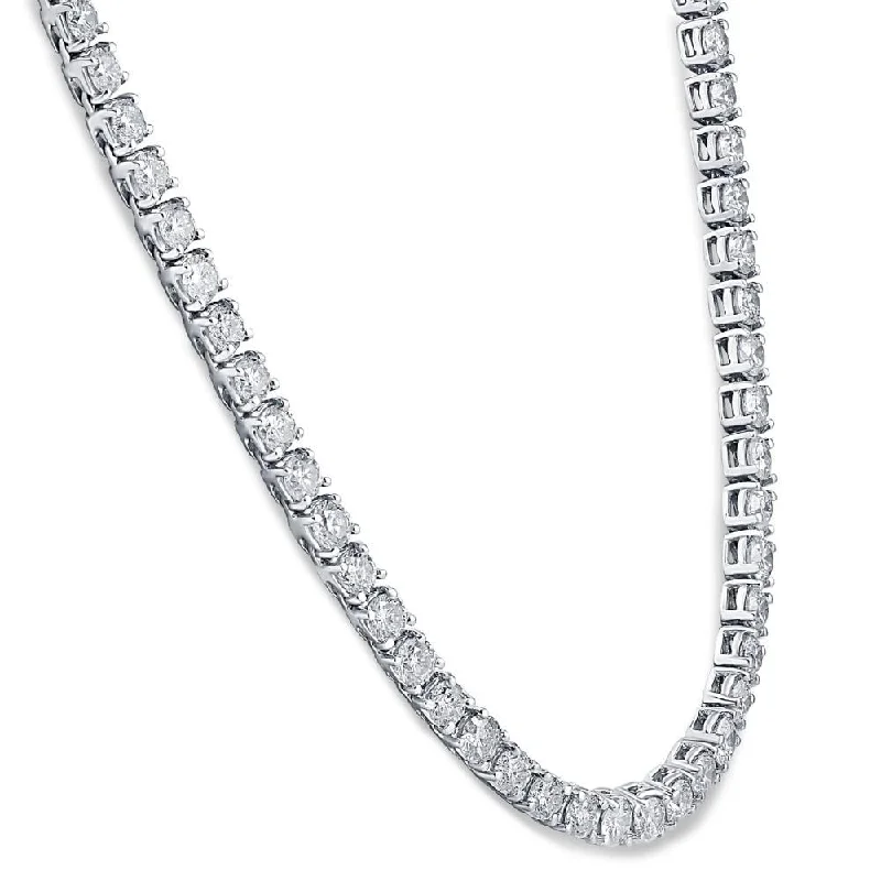 leather cord necklace with pendant -10Ct TW Lab Grown Diamond Tennis Necklace White Gold 16.5"