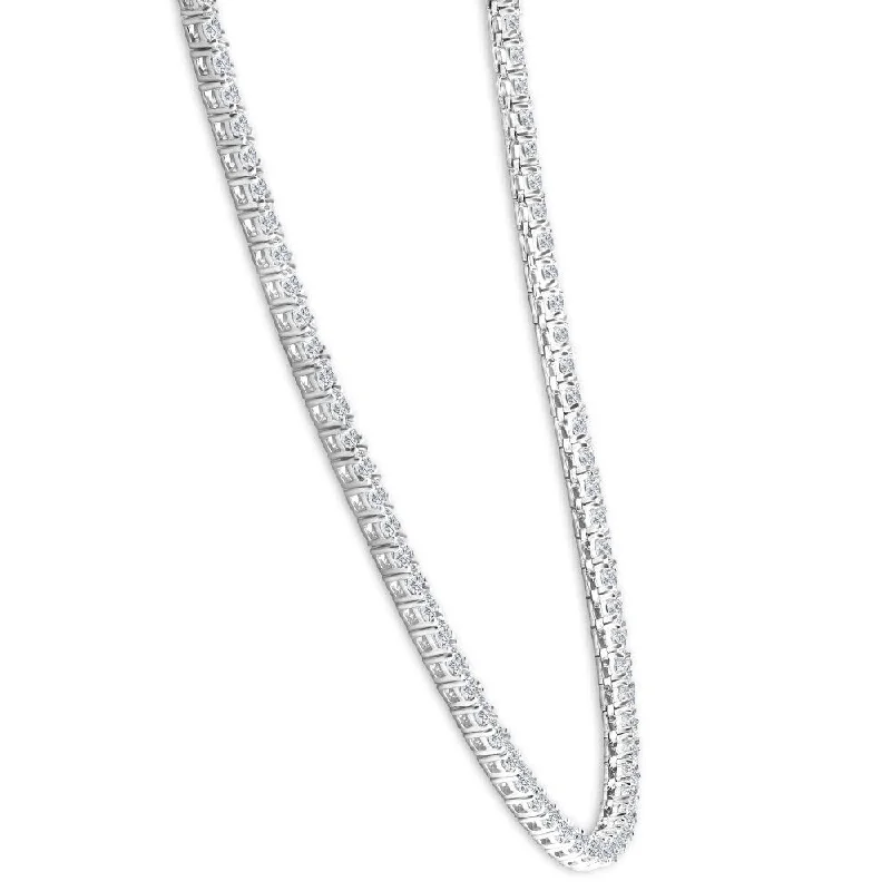 men’s cross pendant necklace -10Ct TW Natural Round Cut Diamond Tennis Necklace White Gold 16.5"