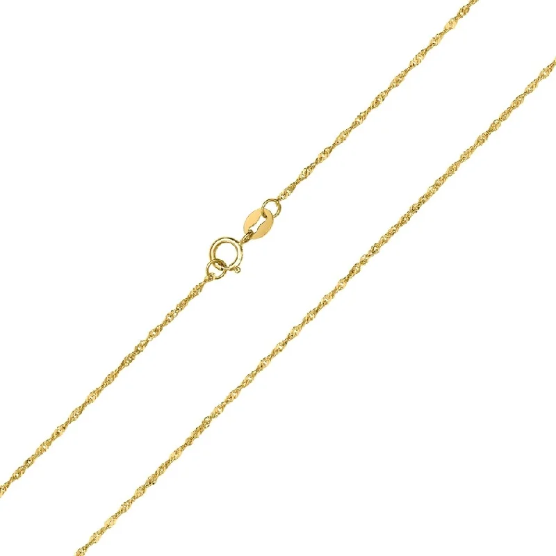 three stone pendant necklace -10K Yellow Gold 1MM Singapore Chain with Spring Ring Clasp - 16 Inch