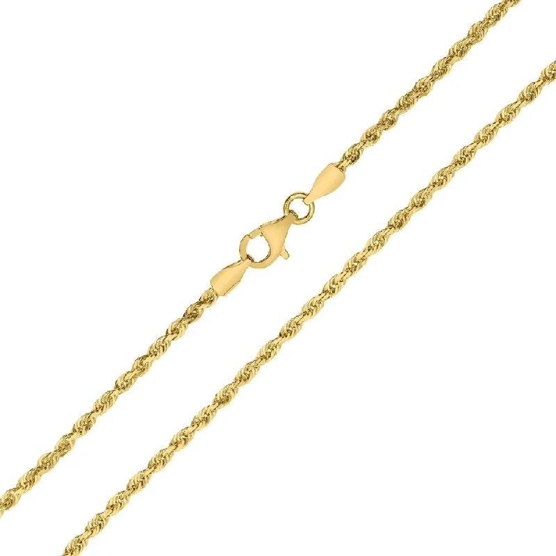 triple strand pearl necklace -10K Yellow Gold 2.25mm Classic Diamond Cut Rope Chain with Lobster Clasp - 18 Inch